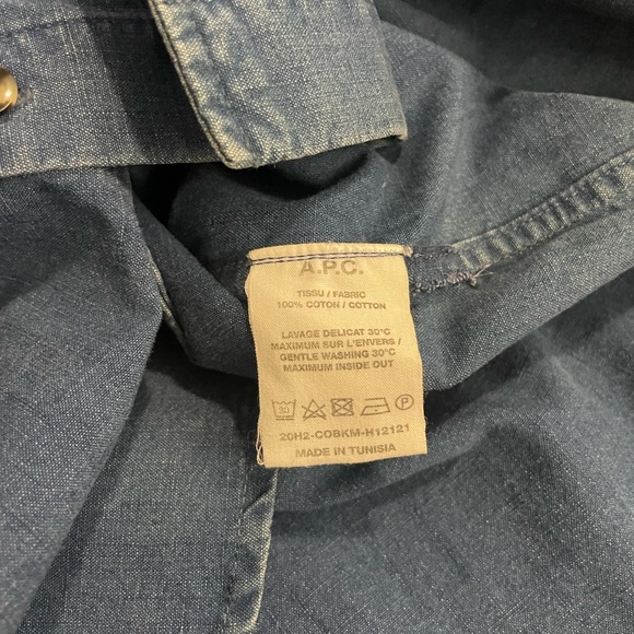 A.P.C Denim Blue Shirt Sz XL NWT - Picture 7 of 7